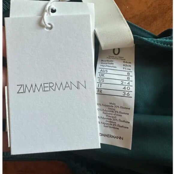 NWT Zimmermann Blue Green One Piece Swimsuit Sz 0-4, XS-S Adjust Straps Quilted - Picture 6 of 6